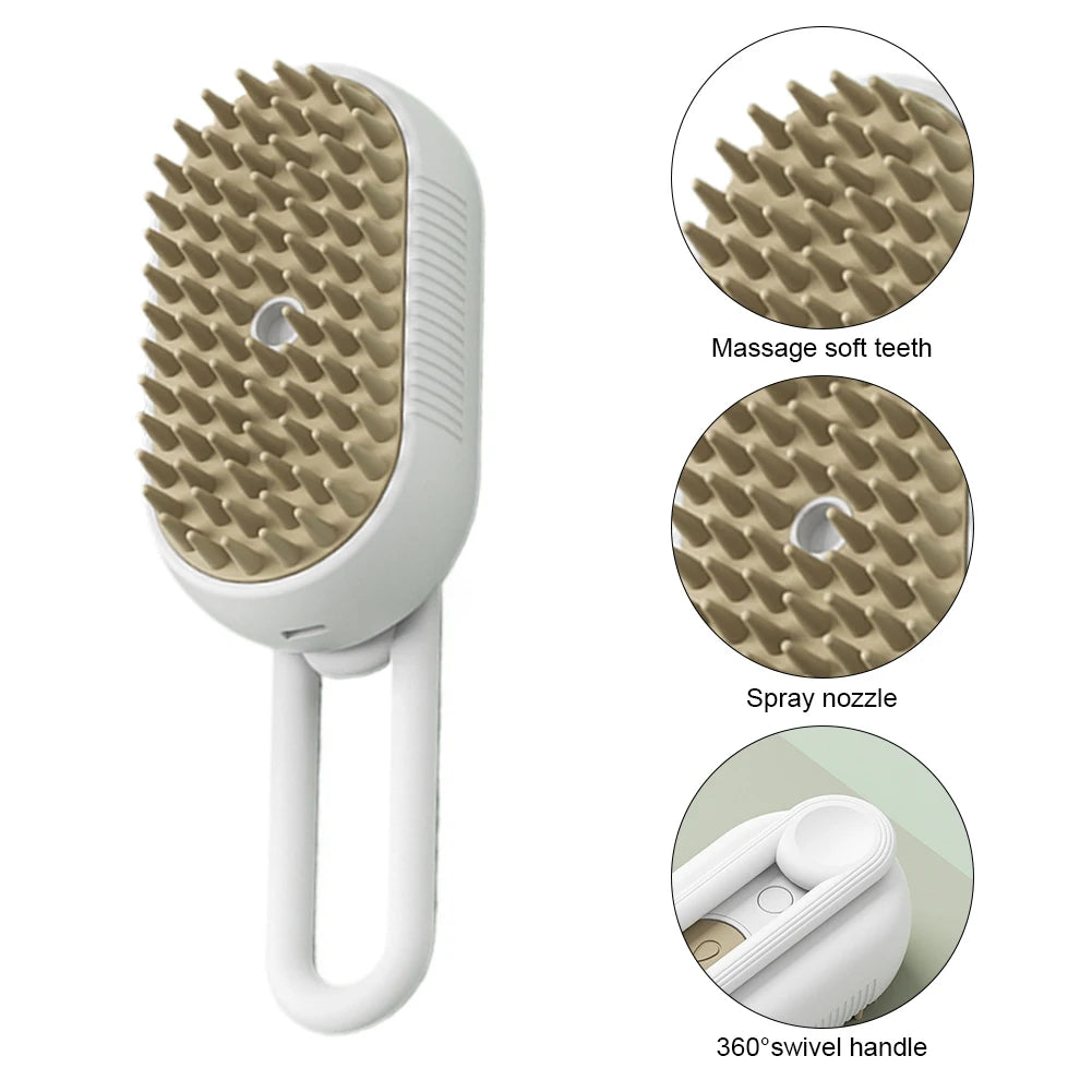 Ultimate 3-in-1 Pet Grooming Brush: Electric Steam Cleaner, Massage Spray, and Hair Remover for Cats and Dogs