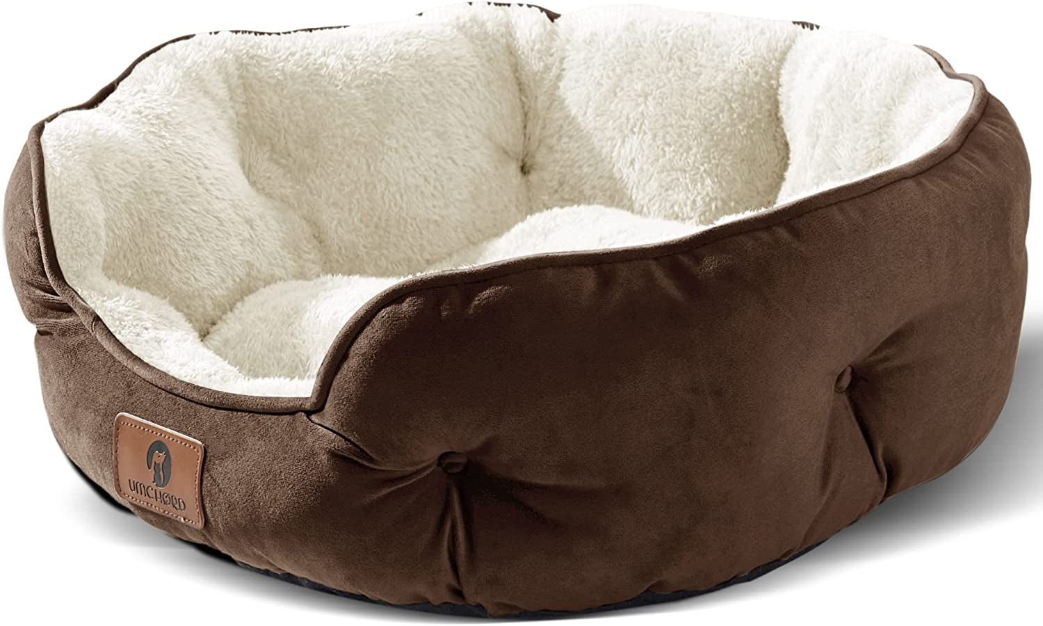 Cozy & Stylish Small Dog Bed - Extra Soft, Machine Washable, Anti-Slip, Water-Resistant, Perfect for Puppies & Kittens - 20 Inches, Brown