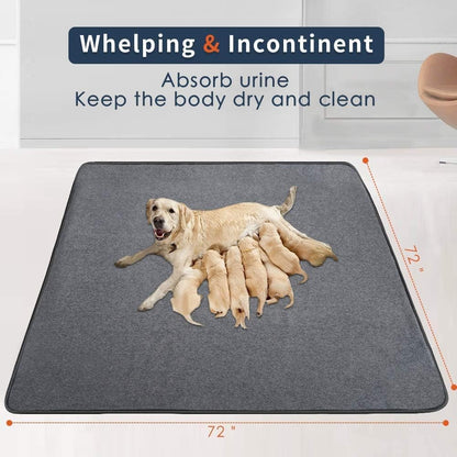 Extra Large Washable Dog Pee Pads - Waterproof Reusable Pet Mats for Puppy Training and Whelping Playpens