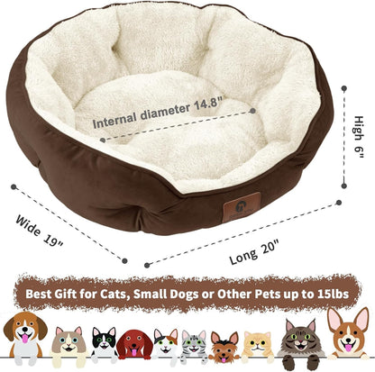 Cozy & Stylish Small Dog Bed - Extra Soft, Machine Washable, Anti-Slip, Water-Resistant, Perfect for Puppies & Kittens - 20 Inches, Brown